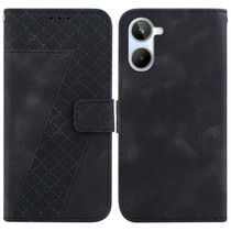 For Realme 10 4G 7-shaped Embossed Leather Phone Case(Black)