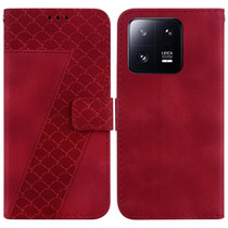 For Xiaomi 13 Pro 7-shaped Embossed Leather Phone Case(Red)