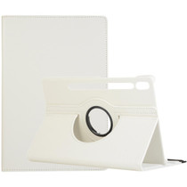 For Samsung Galaxy Tab S9 Ultra 360 Degrees Rotation Holder Litchi Texture Leather Tablet Case(White)