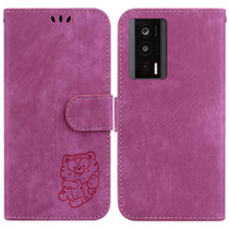 For Redmi K60 / K60 Pro Little Tiger Embossed Leather Phone Case(Rose Red)