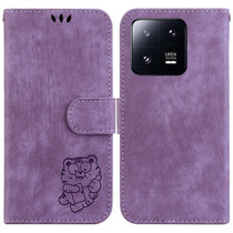 For Xiaomi 13 Pro Little Tiger Embossed Leather Phone Case(Purple)