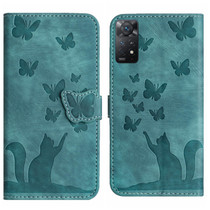 For Xiaomi Redmi Note 11 Pro 4G/5G Global Butterfly Cat Embossing Flip Leather Phone Case(Wathet)