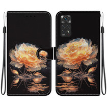 For Xiaomi Redmi Note 11 Global Crystal Texture Colored Drawing Leather Phone Case(Gold Peony)