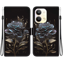 For OPPO Reno9 Pro Crystal Texture Colored Drawing Leather Phone Case(Black Rose)