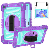 For Honor Pad X8 360 Degree Rotation PC Contrast Silicone Tablet Case(Purple + Mint Green)
