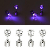 4 PCS Fashion LED Earrings Glowing Light Up Diamond Earring Stud(Purple)