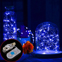 2m Silver Color Copper Wire String Light Festival Lamp / Decoration Light Strip, 20 LEDs SMD 0603 IP65 Waterproof CR2032 Button Batteries (Blue Light)