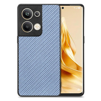 For OPPO Reno9 Pro+ Carbon Fiber Texture Leather Back Cover Phone Case(Blue)