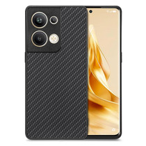 For OPPO Reno9 Pro+ Carbon Fiber Texture Leather Back Cover Phone Case(Black)