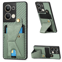 For OPPO Reno9 Pro+ Carbon Fiber Wallet Flip Card K-shaped Holder Phone Case(Green)