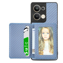 For OPPO Reno9 Pro+ Carbon Fiber Magnetic Card Bag Phone Case(Blue)