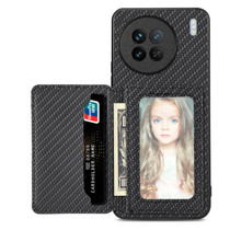 For vivo X90 Carbon Fiber Magnetic Card Bag Phone Case(Black)