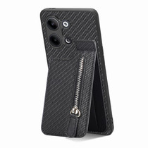 For OPPO Reno9 Carbon Fiber Vertical Flip Zipper Phone Case(Black)