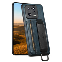 For Xiaomi 13 Pro Suteni H13 Card Wallet Wrist Strap Holder PU Phone Case(Blue)