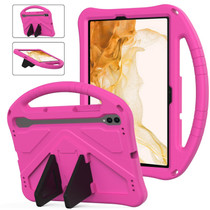 For Samsung Galaxy Tab S8 EVA Shockproof Tablet Case with Holder(Rose Red)