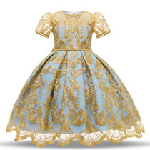 Girls European Style Bow-knot Mesh Tutu Dress Show Dress, Size:140cm(Yellow)
