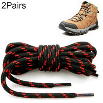 2 Pairs Round High Density Weaving Shoe Laces Outdoor Hiking Slip Rope Sneakers Boot Shoelace, Length:140cm(Black-Red)