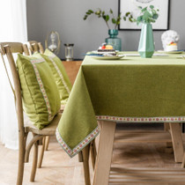 Solid Color Waterproof Tablecloth Linen Rectangular Tablecloth, Size:130x240cm(Green)