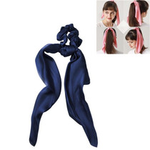 3 PCS Super Long Large Intestine Circle Silk Scarf Ribbon Satin Solid Color Big Tail Hair Circle(Navy)