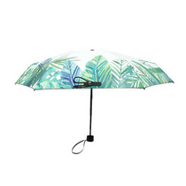 Small Fresh Umbrella Lightweight Anti-Ultraviolet Sun Umbrella Rain Or Sun Umbrella, Style:Five-fold(Green)