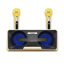 SDRD SD-301 2 in 1 Family KTV Portable Wireless Live Dual Microphone + Bluetooth Speaker(Gold)