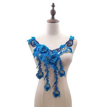 Lace Embroidery Collar Flower Three-dimensional Jollow Color Collar DIY Clothing Lace Accessories(Blue)