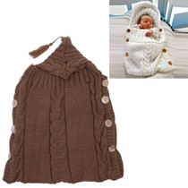 Children Sweater Wooden Button Tassel Hat Baby Hooded Sleeping Bag, Size:One Size(Brown)