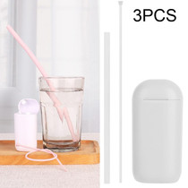 3 PCS Portable Foldable Collapsible Reusable Silicone Drinking Straw Outdoor Household Drinking Tool, Straw Size: 230x8mm, Sytle:Straight Straw(White)