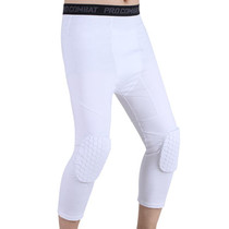 High Elastic Lycra Honeycomb Crash Pants Men Basketball Fitness Seven-tenths Sweatpants, Specification: XL(White)
