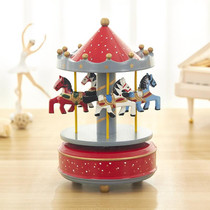 Sky City Carousel Clockwork Music Box Couples Birthday Gift(K0233 Dot Red)