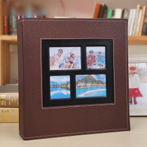 6 Inch 600 Sheets Leather Cover Photo Album Family Photo Album Storage Book(Dark Brown)