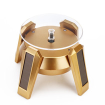 High-Footed UFO Solar 9cm 360 Rotating Display Stand Props Turntable(Gold Blue Light)