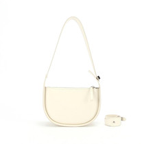 Niche Semi-Circular Saddle Underarm Bag Vintage Simple Shoulder Diagonal Bag(White)