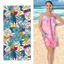 Single Side Printed Swimming Quick Dry Beach Towel, Size: 80x160cm(Green Wild Flowers)