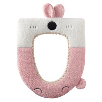 Washable Cartoon Rabbit Universal Toilet Seat Thickened Knitted Toilet Seat Cushion(Pink)