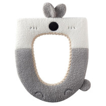 Washable Cartoon Rabbit Universal Toilet Seat Thickened Knitted Toilet Seat Cushion(Grey)