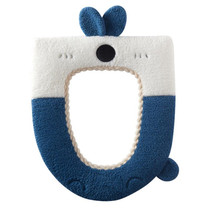 Washable Cartoon Rabbit Universal Toilet Seat Thickened Knitted Toilet Seat Cushion(Blue)