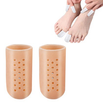 1pair Breathable Perforated Toe Protectors Anti Wear Sleeves, Size: S(Skin Tone)