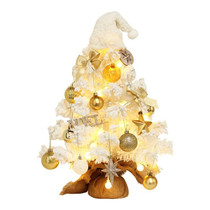 50cm LED Desktop Flocked Mini Christmas Tree Christmas Tree Ornaments Christmas Decorations(White)