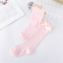 Baby Princess Tall Princess Socks with Lace Bow, Suitable Age:0-2 Years Old(Pink)