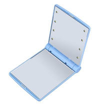 2 PCS Lady Cosmetic Vanity Mirror Folding Portable Pocket  Built-in LED Lighting Bulbs(blue)