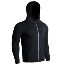 SIGETU Men Sport Hooded Zipper Coat (Color:Black Size:XL)