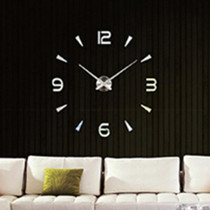 Bedroom Home Decoration Watch Frameless 3D Mirror Large DIY Wall Sticker Mute Clock, Size: 100*100cm(Silver)
