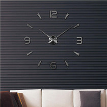 Bedroom Home Decoration Watch Frameless 3D Mirror Large DIY Wall Sticker Mute Clock, Size: 100*100cm(Black)