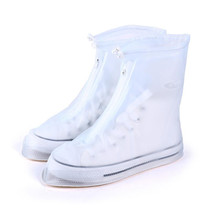Fashion PVC Non-slip Waterproof Thick-soled Shoe Cover Size: XL(White)