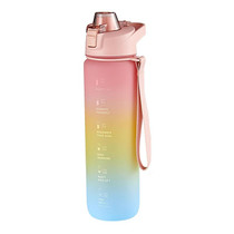 1000ml Large Capacity Gradient ColorsPlastic Sports Water Cup(Cherry Pink)