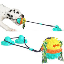 Pet Supplies Powerful Suckers Dog Toys Molar Teeth Biting Balls Dog Biting Cotton Rope Toys(Lake Blue)