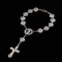 8mm Vintage Alloy Silver-plated Flat Scallop Rosary Bracelet(CCB)