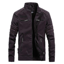 Men Casual Leather Jacket Coat(Color:Coffee Size:XXXL)