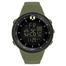 SANDA 6071 Three-split Screen LED Digital Display Luminous Stopwatch Timing Multifunctional Men Sports Electronic Watch(Army Green)